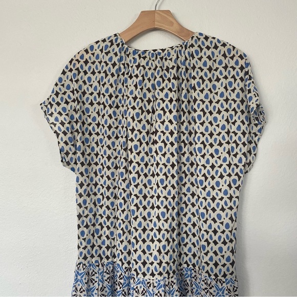 ZARA Dress Womens XL Brown Blue Patchwork Tiered Long Flowy Bohemian Cotton NWT - Picture 10 of 13